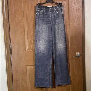 Stylish Indigo Wide Leg Women's Jeans print